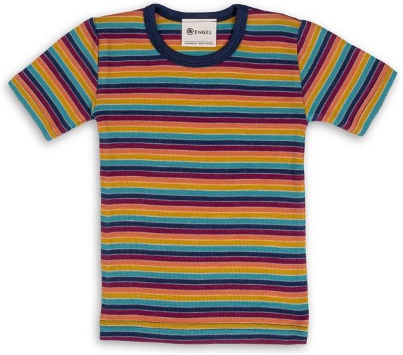 Maglietta in lana e seta a manica corta per bimbi grandi - multicolor